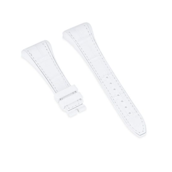Extra Strap V38, White Alligator, White Stitching